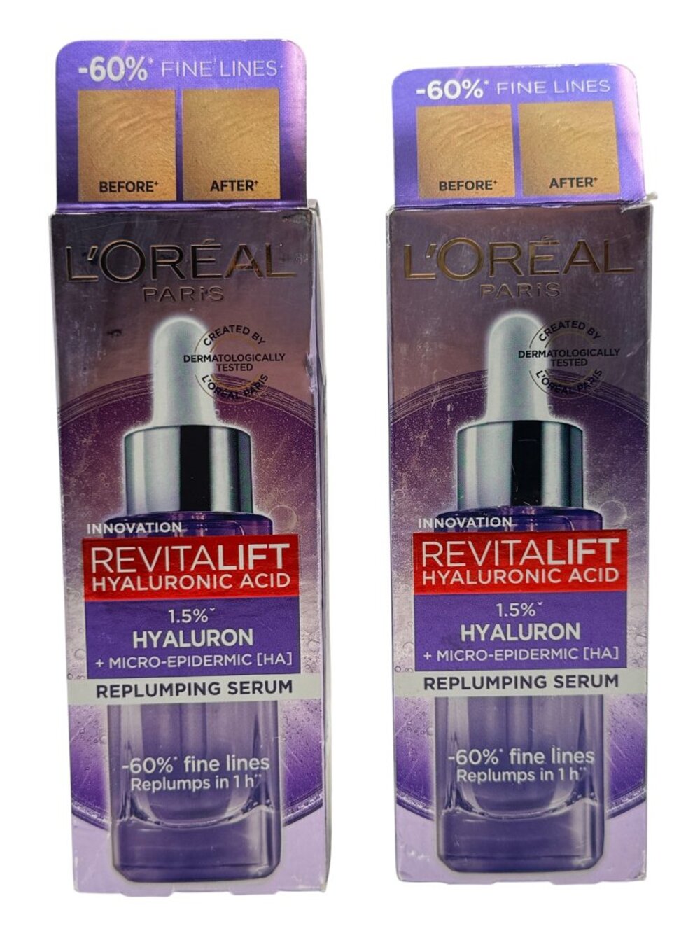 2x L’Oreal Revitalift Hyaluronic Acid Replumping Serum 1.5% Hyaluron EXP 09/2028